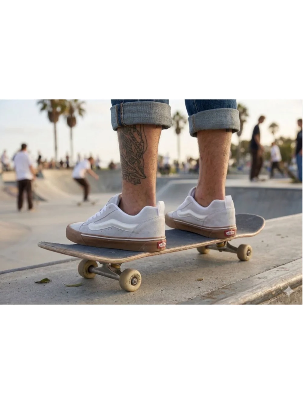Vans Knu Skool Shoe Lifestyle, Retro Chunky, Suede/Canvas Blanc de blanc white